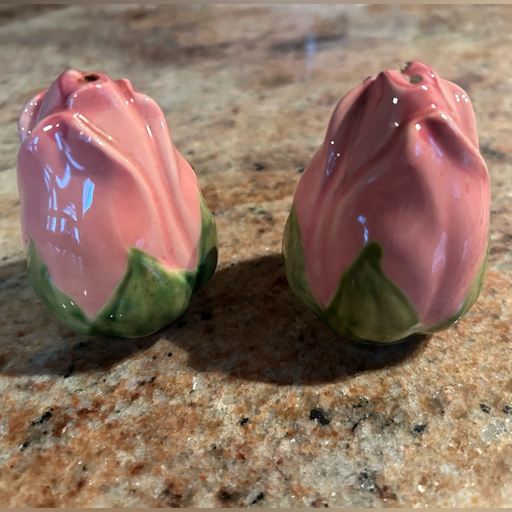Pink Rosebud “Desert Rose” Salt&Pepper Shakers Tiffin Franciscan Porcelain 2.5”H